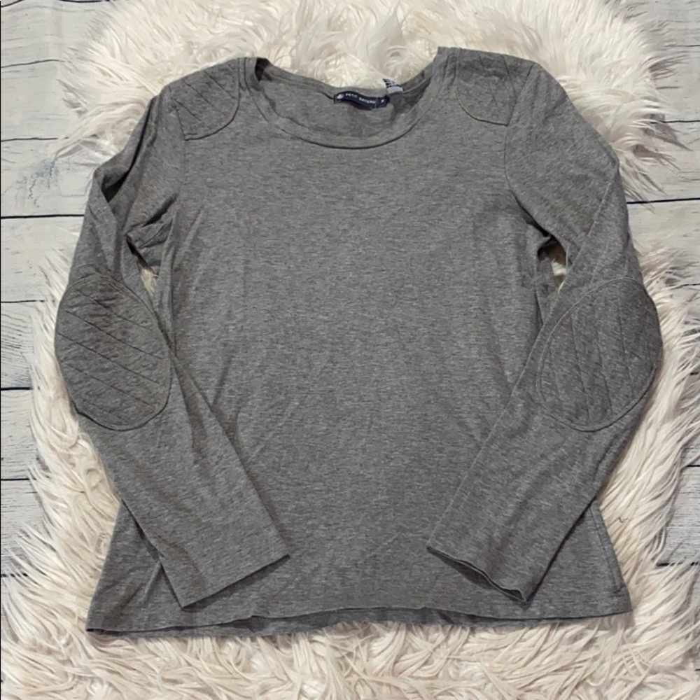 Petit Bateau Grey Elbow Pad Long Sleeve Top sz M